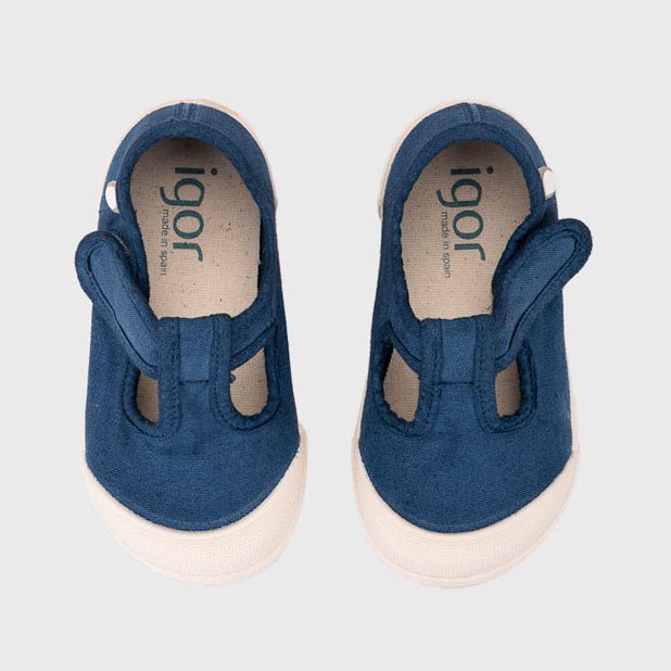 SANDALIAS RESPETUOSAS IGOR ·LONA PEPITO AZUL MARINO· - Happy Moments Baby