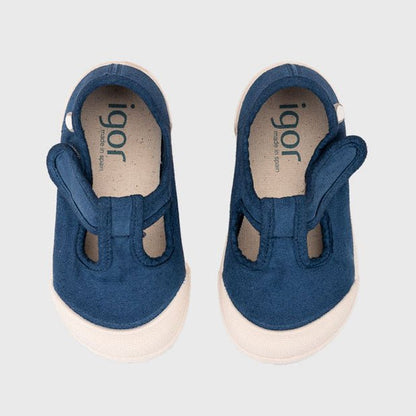 SANDALIAS RESPETUOSAS IGOR ·LONA PEPITO AZUL MARINO· - Happy Moments Baby