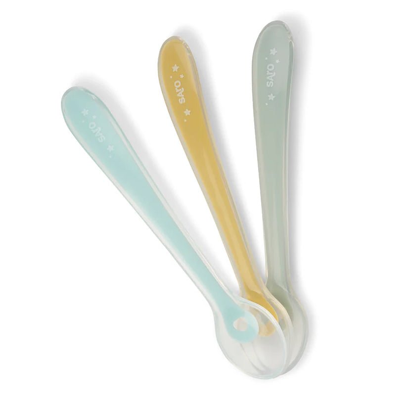 SET DE 3 CUCHARAS DE SILICONA SARO ·MINT· - Happy Moments Baby