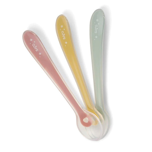 SET DE 3 CUCHARAS DE SILICONA SARO ·ROSA· - Happy Moments Baby