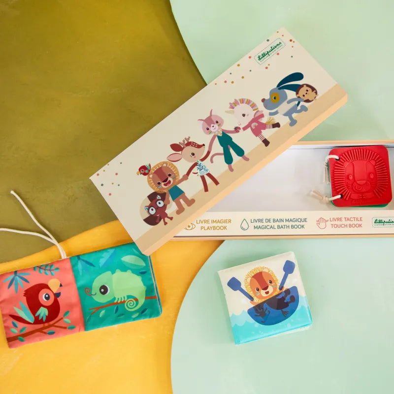Set Jungla con su caja y libros abiertos — Lilliputiens