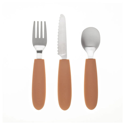 SET DE CUBIERTOS DE ACERO KIDDIKUTTER ·PEACH FUZZ· - Happy Moments Baby