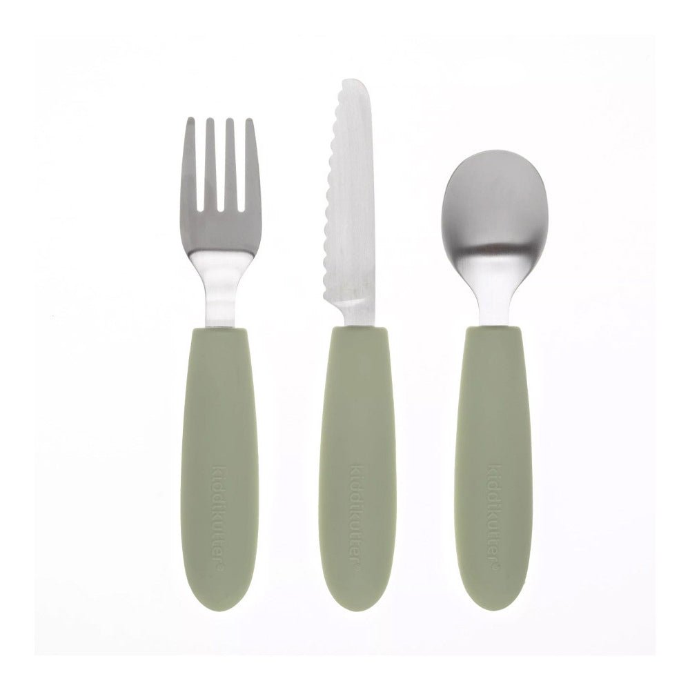 SET DE CUBIERTOS DE ACERO KIDDIKUTTER ·SAGE· - Happy Moments Baby