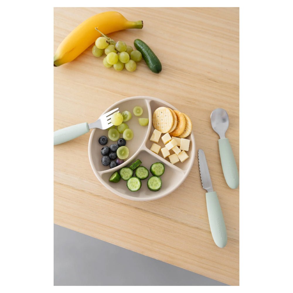 SET DE CUBIERTOS DE ACERO KIDDIKUTTER ·SAGE· - Happy Moments Baby