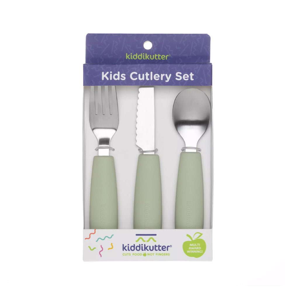 SET DE CUBIERTOS DE ACERO KIDDIKUTTER ·SAGE· - Happy Moments Baby