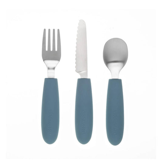 SET DE CUBIERTOS DE ACERO KIDDIKUTTER ·SKY BLUE· - Happy Moments Baby