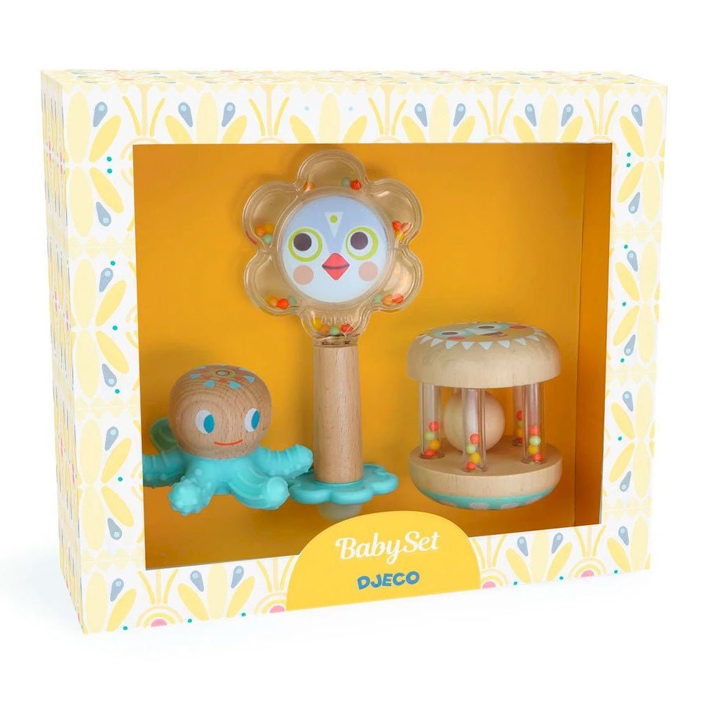 SET DE REGALO SENSORIAL PARA BÉBÉ DJECO ·BABYKIT MADERA· - Happy Moments Baby