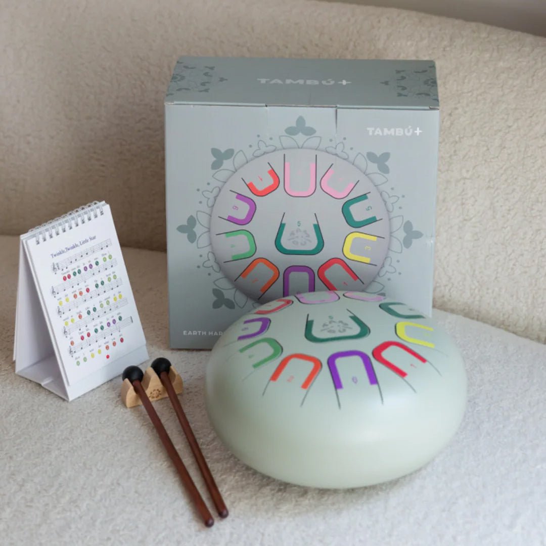 TAMBOR TAMBÚ CON 11 LENGÜETAS METÁLICAS ·GRANDE EARTH HARMONY· - Happy Moments Baby