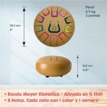 TAMBOR TAMBÚ CON 11 LENGÜETAS METÁLICAS ·ORO· - Happy Moments Baby