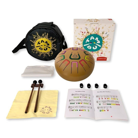 TAMBOR TAMBÚ CON 11 LENGÜETAS METÁLICAS ·ORO· - Happy Moments Baby