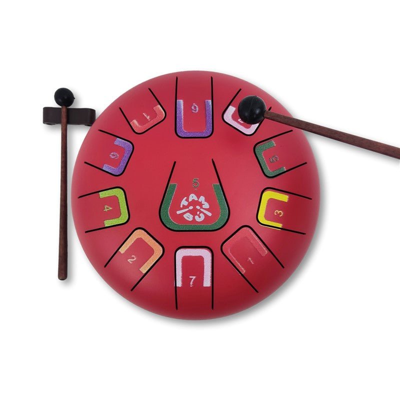 TAMBOR TAMBÚ CON 11 LENGÜETAS METÁLICAS ·ROJO MATE· - Happy Moments Baby