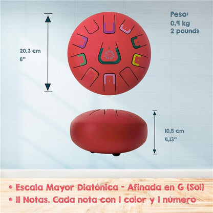 TAMBOR TAMBÚ CON 11 LENGÜETAS METÁLICAS ·ROJO MATE· - Happy Moments Baby