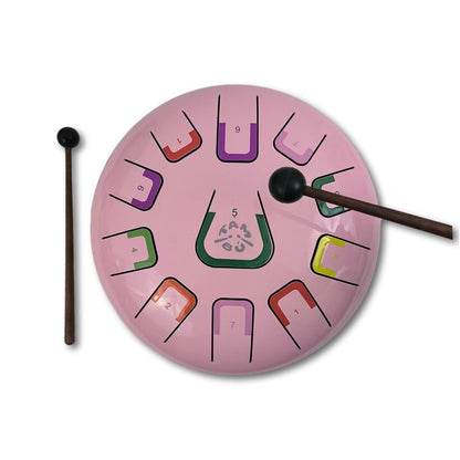 TAMBOR TAMBÚ CON 11 LENGÜETAS METÁLICAS ·ROSA CORAL· - Happy Moments Baby