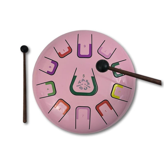 TAMBOR TAMBÚ CON 11 LENGÜETAS METÁLICAS ·ROSA CORAL· - Happy Moments Baby