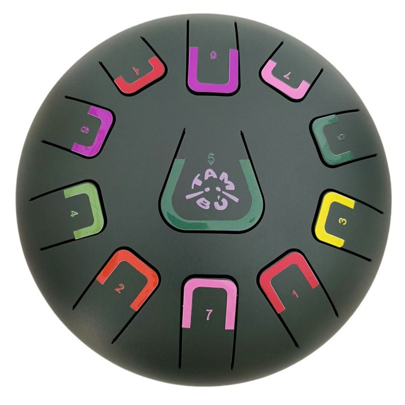 TAMBOR TAMBÚ CON 11 LENGÜETAS METÁLICAS ·VERDE JUNGLA MATE· - Happy Moments Baby