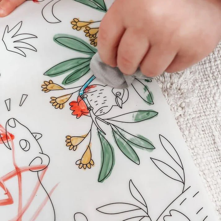 TAPETE DE SILICONA PARA COLORAR ·SCRIBBLE MAT ANIMALES AUSTRALIA· - Happy Moments Baby