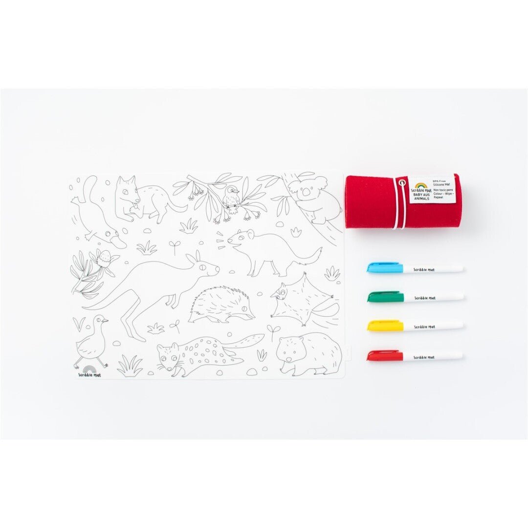TAPETE DE SILICONA PARA COLORAR ·SCRIBBLE MAT ANIMALES AUSTRALIA· - Happy Moments Baby
