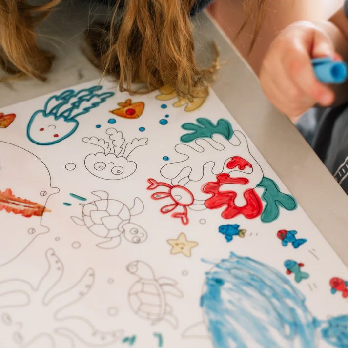 TAPETE DE SILICONA PARA COLORAR ·SCRIBBLE MAT BAJO EL MAR· - Happy Moments Baby