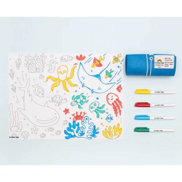 TAPETE DE SILICONA PARA COLORAR ·SCRIBBLE MAT BAJO EL MAR· - Happy Moments Baby