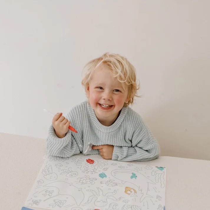 TAPETE DE SILICONA PARA COLORAR ·SCRIBBLE MAT BAJO EL MAR· - Happy Moments Baby