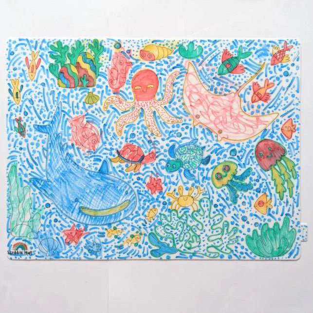 TAPETE DE SILICONA PARA COLORAR ·SCRIBBLE MAT BAJO EL MAR· - Happy Moments Baby
