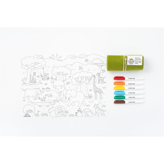 TAPETE DE SILICONA PARA COLORAR ·SCRIBBLE MAT DE SAFARI· - Happy Moments Baby