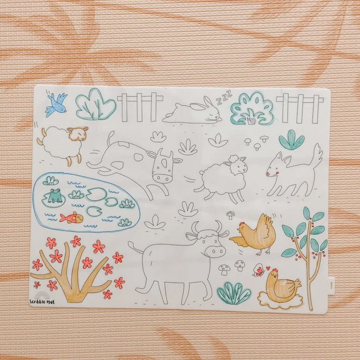 TAPETE DE SILICONA PARA COLORAR ·SCRIBBLE MAT EN LA GRANJA· - Happy Moments Baby