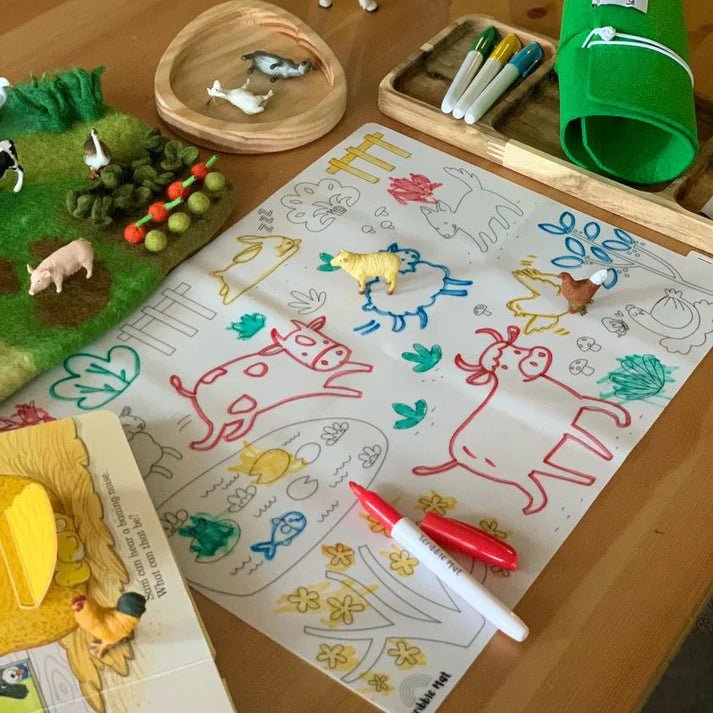 TAPETE DE SILICONA PARA COLORAR ·SCRIBBLE MAT EN LA GRANJA· - Happy Moments Baby