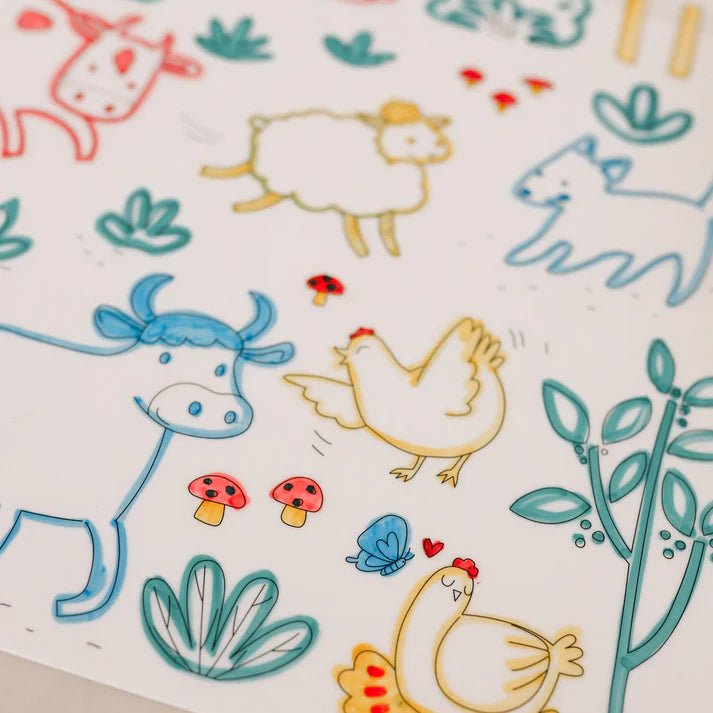 TAPETE DE SILICONA PARA COLORAR ·SCRIBBLE MAT EN LA GRANJA· - Happy Moments Baby