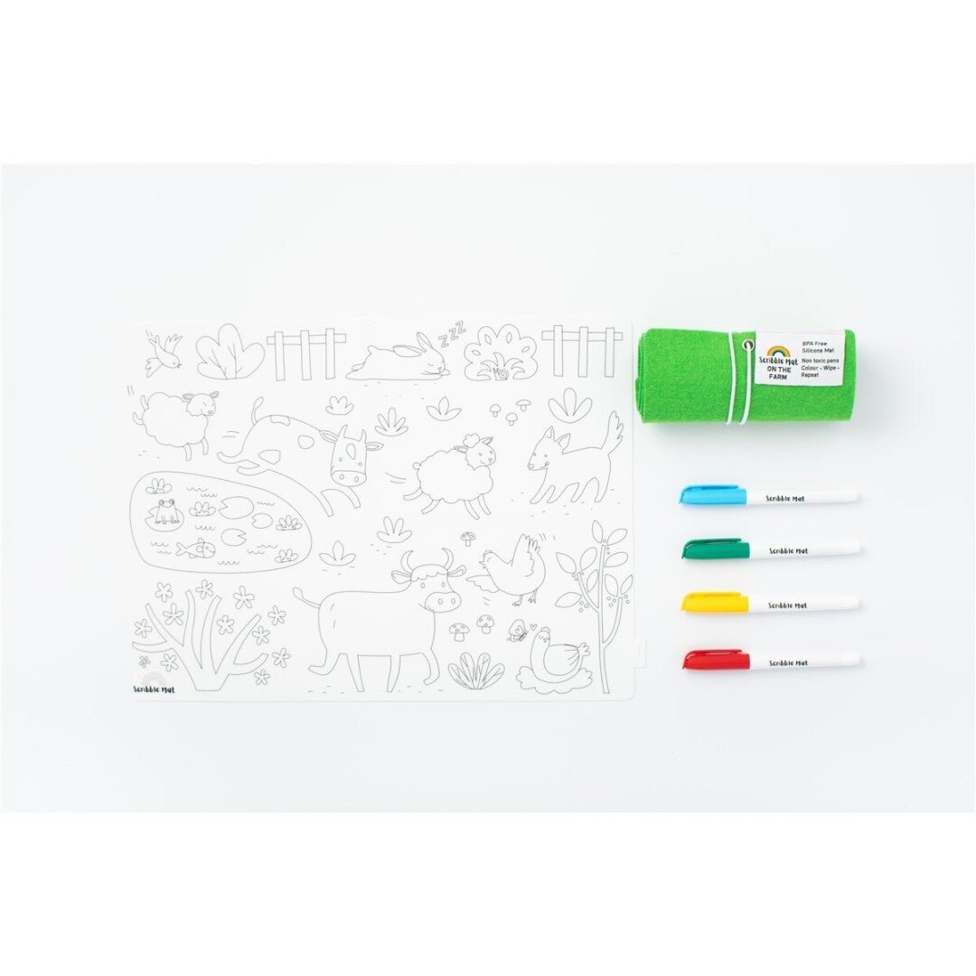 TAPETE DE SILICONA PARA COLORAR ·SCRIBBLE MAT EN LA GRANJA· - Happy Moments Baby