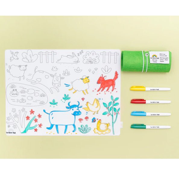 TAPETE DE SILICONA PARA COLORAR ·SCRIBBLE MAT EN LA GRANJA· - Happy Moments Baby