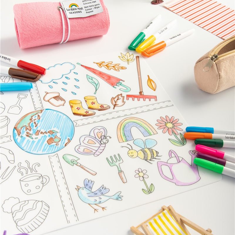 TAPETE DE SILICONA PARA COLORAR ·SCRIBBLE MAT LAS ESTACIONES· - Happy Moments Baby