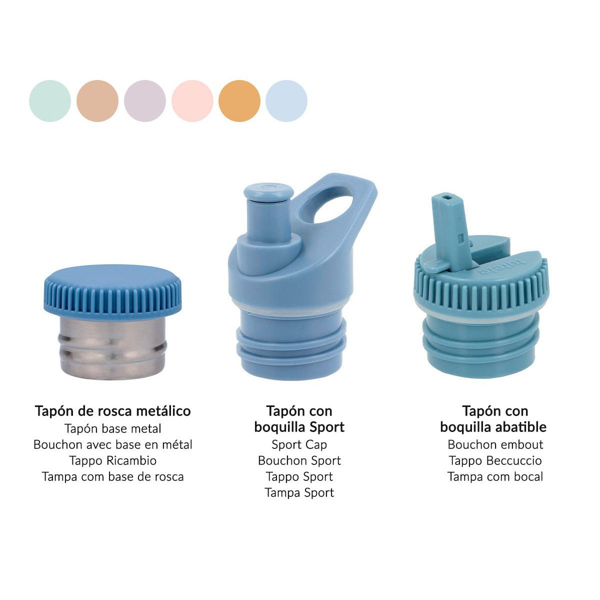 TAPÓN CON BOQUILLA PARA BOTELLA DE ACERO ·COTTON PINK· - Happy Moments Baby