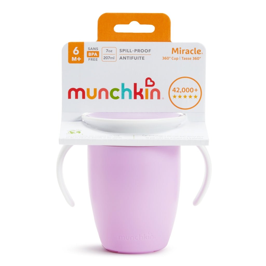 TAZA ANTIGOTEO CON ASAS MIRACLE 360º 200ML ·LILA· - Happy Moments Baby