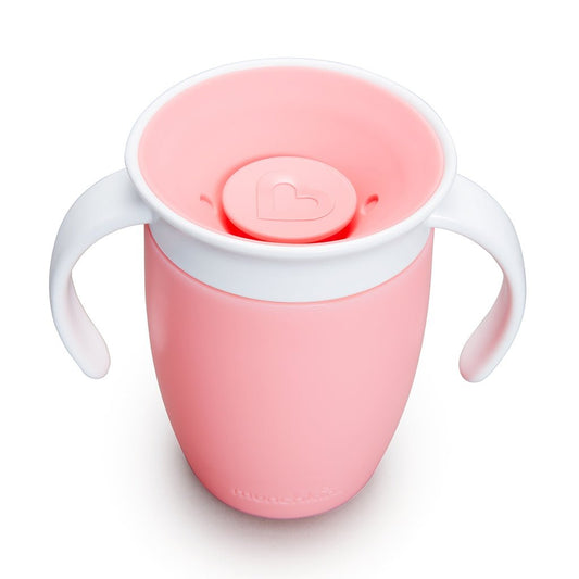 TAZA ANTIGOTEO CON ASAS MIRACLE 360º 200ML ·ROSA· - Happy Moments Baby