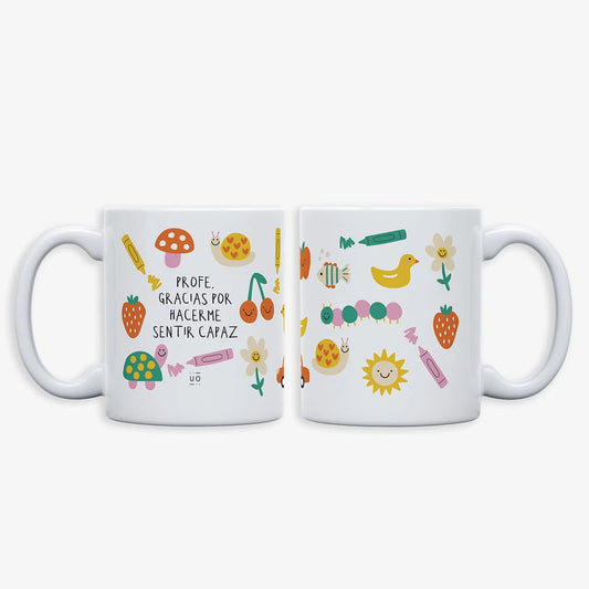 TAZA UO ·PROFE, GRACIAS POR HACERME SENTIR CAPAZ· - Happy Moments Baby
