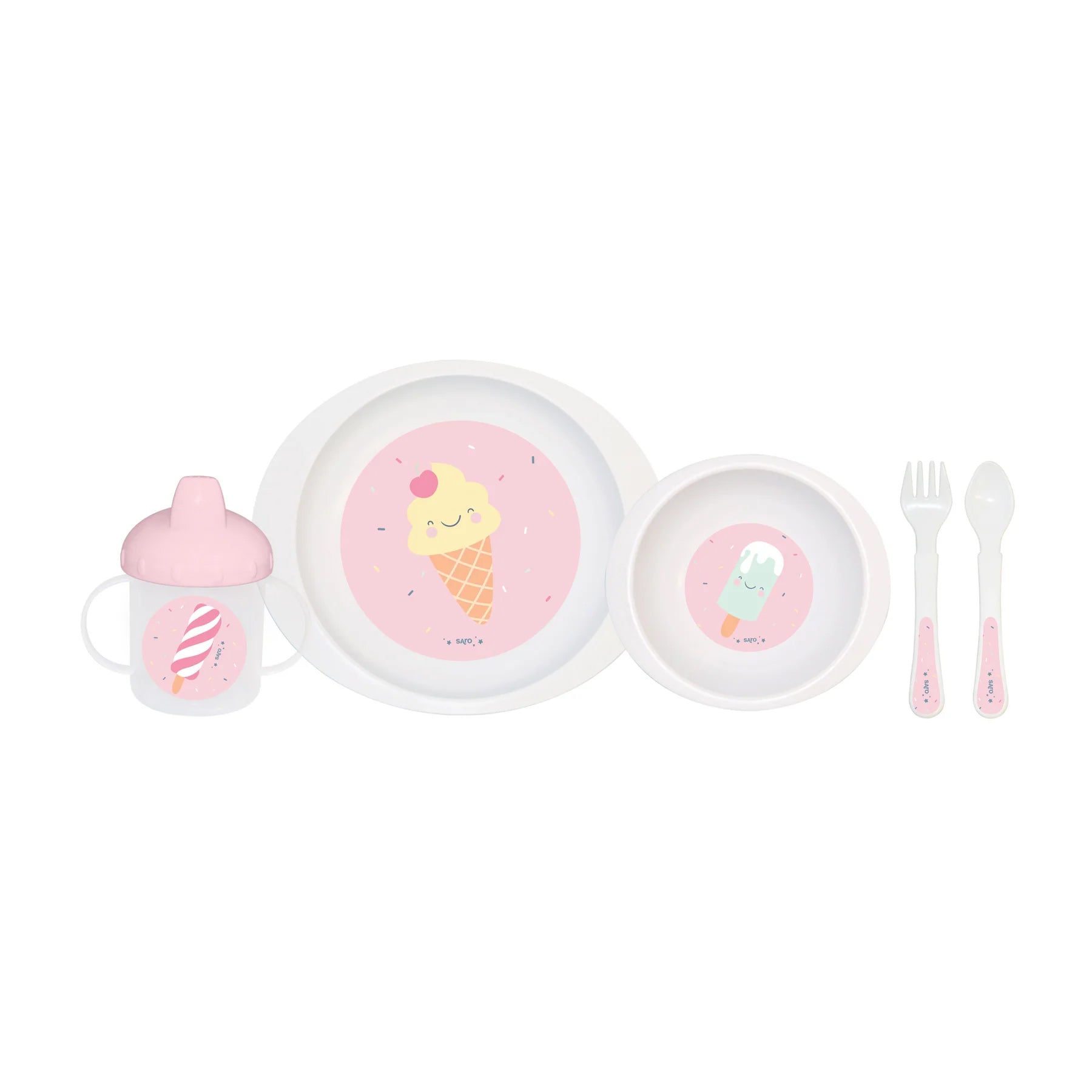 VAJILLA INFANTIL 5 PIEZAS SARO MICROONDAS ·ICE CREAM·