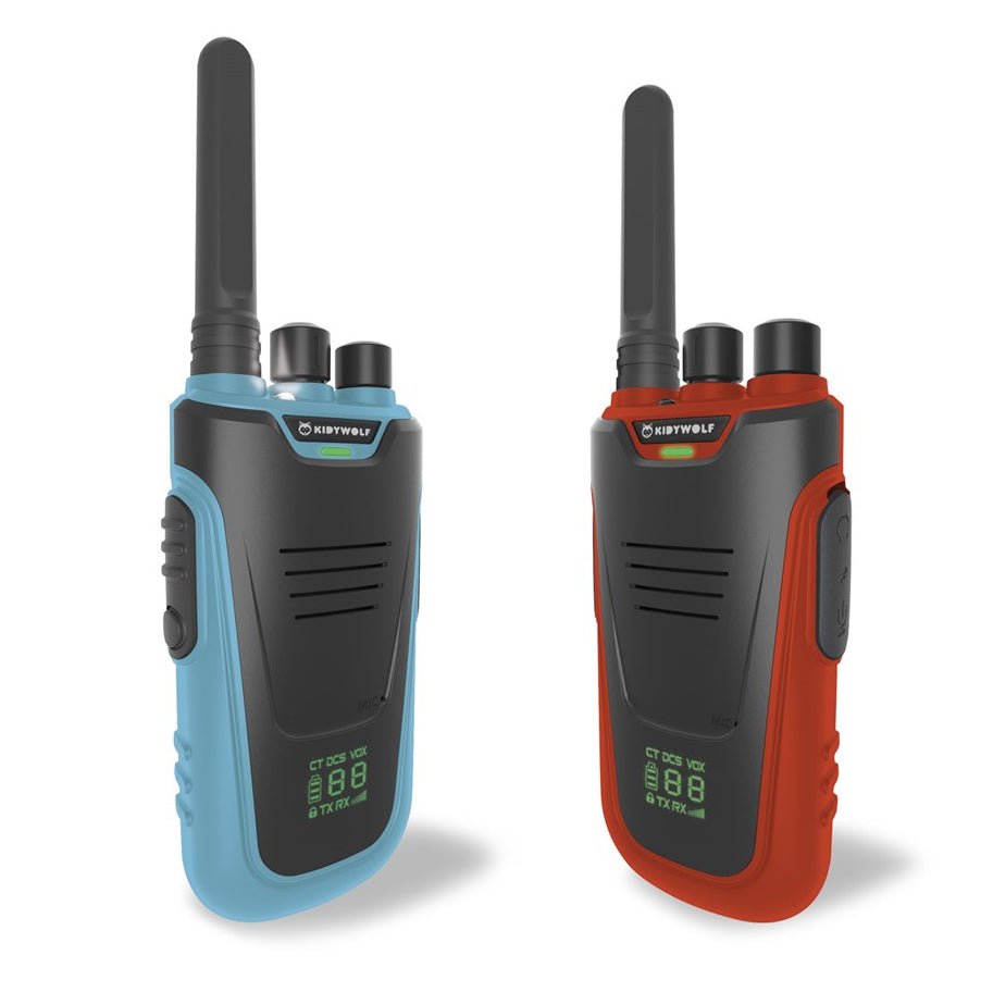 WALKIE TALKIES RECARGABLES DE KIDYWOLF ·KIDYTALK AZUL - ROJO· - Happy Moments Baby