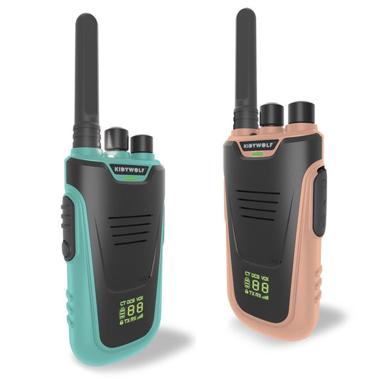 WALKIE TALKIES RECARGABLES DE KIDYWOLF ·KIDYTALK NATURAL - CYAN· - Happy Moments Baby