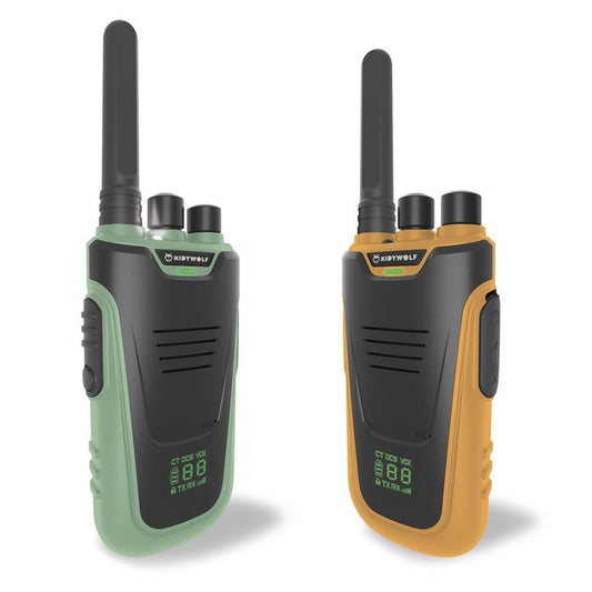 WALKIE TALKIES RECARGABLES DE KIDYWOLF ·KIDYTALK VERDE - NARANJA· - Happy Moments Baby