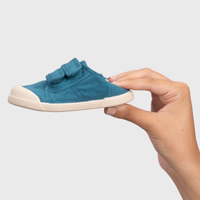 ZAPATILLAS RESPETUOSAS IGOR ·LONA VELCRO AZUL PETRÓLEO· - Happy Moments Baby