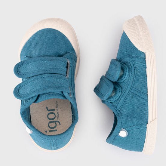ZAPATILLAS RESPETUOSAS IGOR ·LONA VELCRO AZUL PETRÓLEO· - Happy Moments Baby