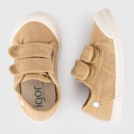 ZAPATILLAS RESPETUOSAS IGOR ·LONA VELCRO MOSTAZA· - Happy Moments Baby