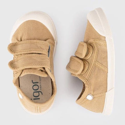 ZAPATILLAS RESPETUOSAS IGOR ·LONA VELCRO MOSTAZA· - Happy Moments Baby