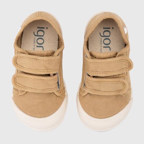 ZAPATILLAS RESPETUOSAS IGOR ·LONA VELCRO MOSTAZA· - Happy Moments Baby