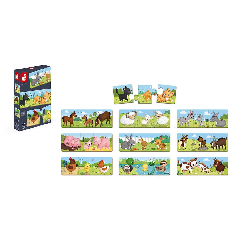 10 PUZZLES 3 PIEZAS JANOD ·TRINOMIO· - Happy Moments Baby