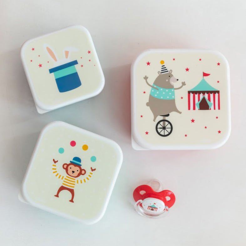 3 FIAMBRERAS CAJITAS ALMUERZO TUTETE ·CIRCUS· - Happy Moments Baby