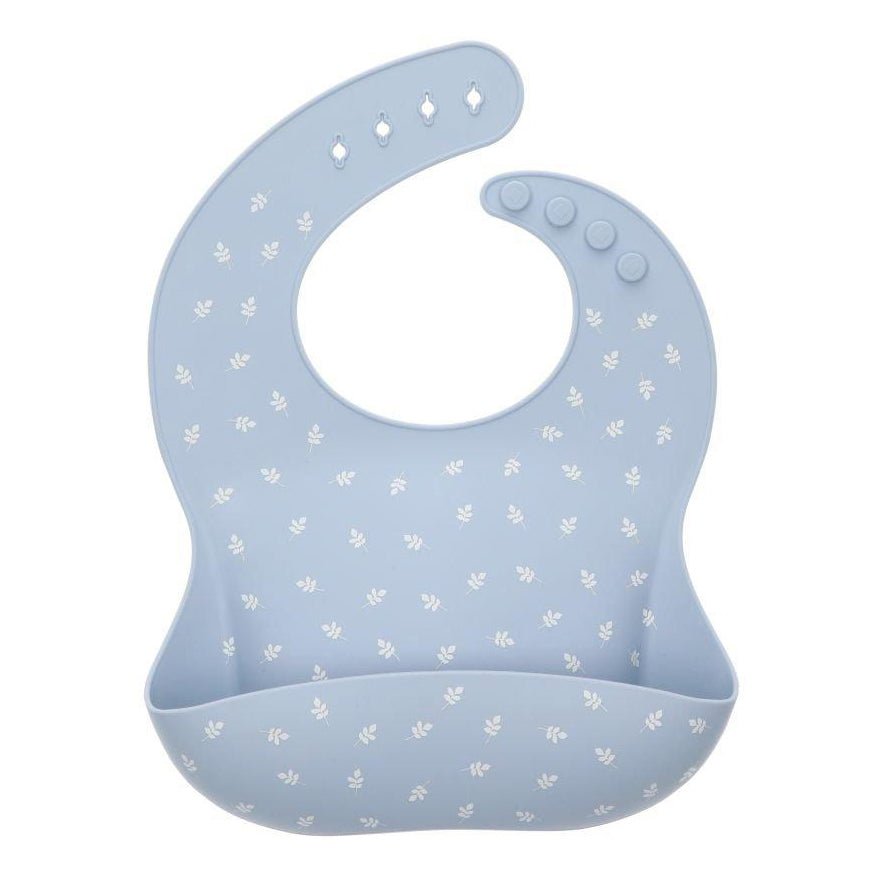 BABERO SILICONA TUTETE ·LEAVES BLUE· - Happy Moments Baby