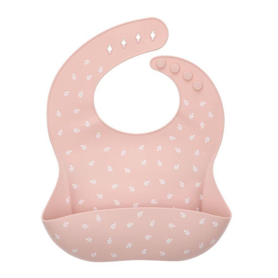 BABERO SILICONA TUTETE ·LEAVES PINK· - Happy Moments Baby