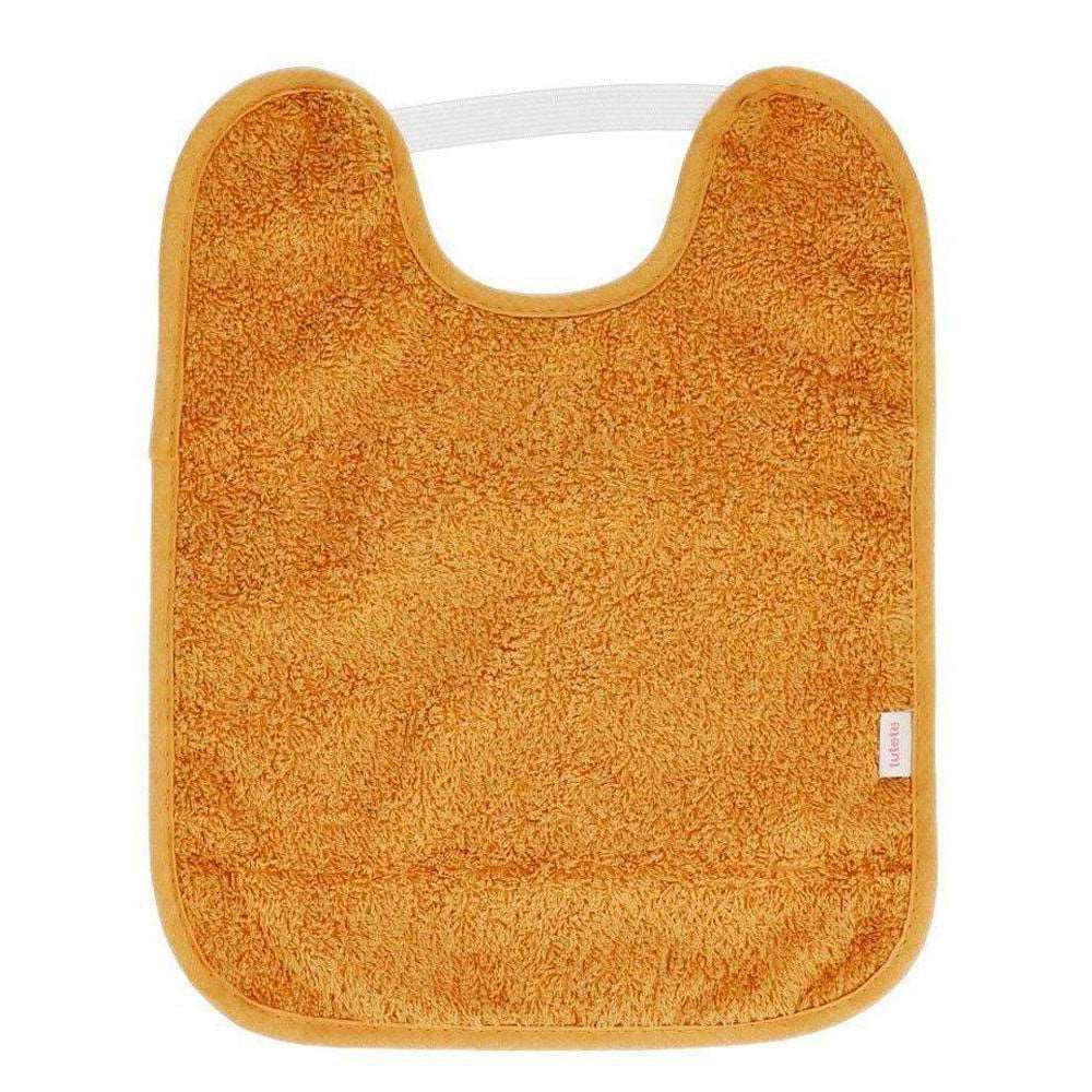 BABERO TOALLA PLASTIFICADO CON GOMA TUTETE ·MOSTAZA· - Happy Moments Baby